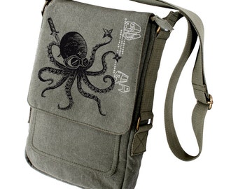 Steampunk Octopus Ninja Military Style iPad Bag
