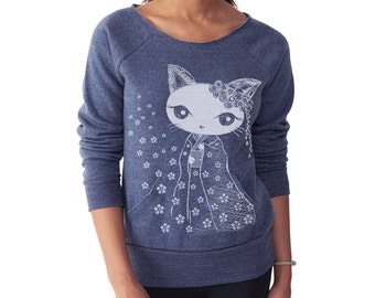 50% off Geisha Kitty Navy maniac off the shoulder sweatshirt