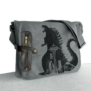 Seattle Godzilla messenger bag