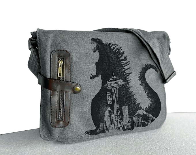 Featured listing image: Seattle Godzilla messenger bag