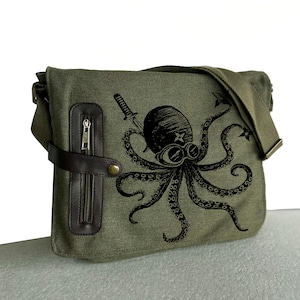 Steampunk Ninja Octopus messenger bag
