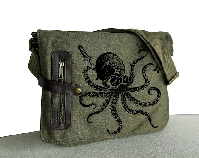 Featured listing image: Steampunk Ninja Octopus messenger bag