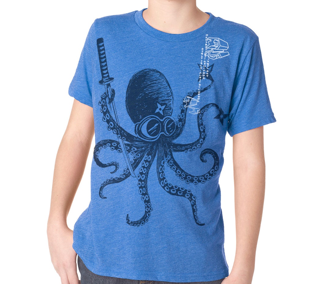 Ninja Octopus Blue Hether Boy's T Shirts - Etsy