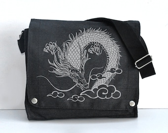 Asian Dragon Canvas Vintage messenger bag