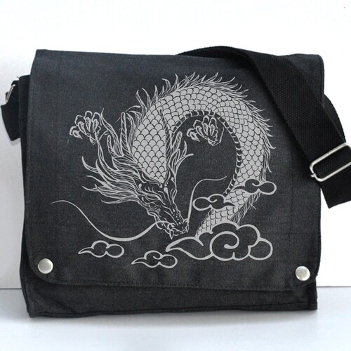 Dragon Canvas Vintage Messenger Bag Etsy