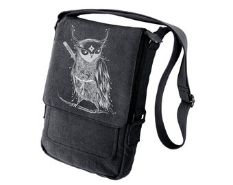 Samurai owl  Military Style black iPad Bag