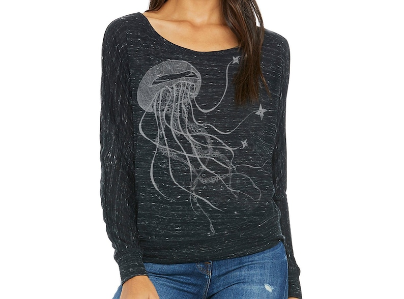 Ninja Jellyfish Ladies' Flowy Long-Sleeve Off Shoulder T-Shirt image 1