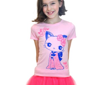 Girl kimono Kitty Tee image 3