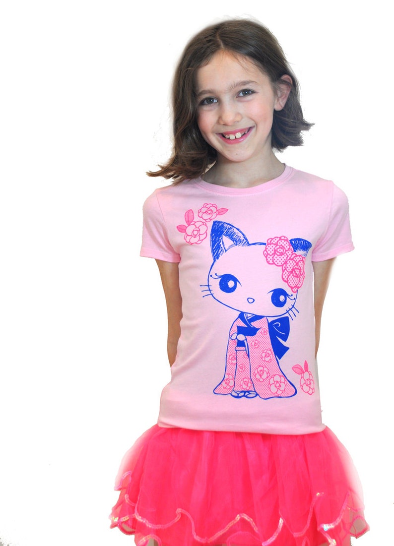 Girl kimono Kitty Tee image 3