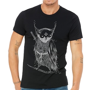 Zentangle Samurai Owl Men's T shirts image 1