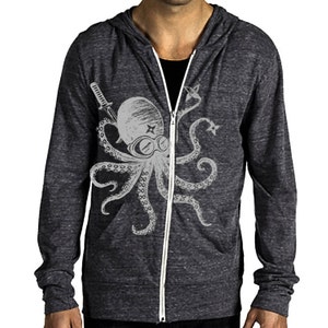 Steampunk Ninja Octopus Eco-Heather Unisex Zip Hoodie