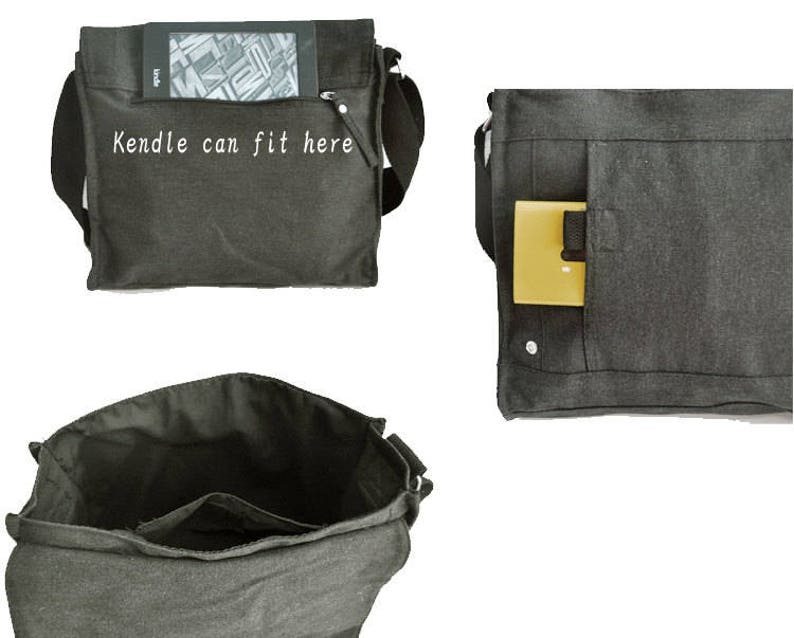 Seattle Kitty Canvas Messenger Bag Gray