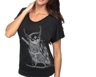 Zentangle Samurai Owl Tri-Blend Dolman womens T-shirt
