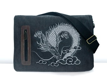 Asian Dragon Canvas Vintage messenger bag