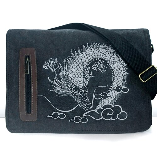 Chalked Rose Embroidered Canvas Messenger Bag Etsy