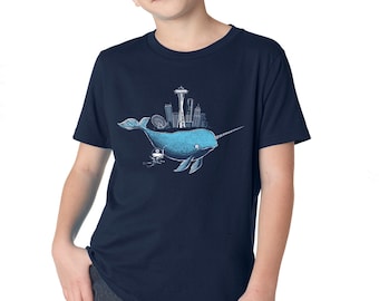 Kid Seattle Narwhel with Ninja  T shirts