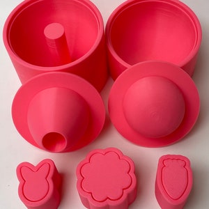 2.5&quot; Easter Egg BombShell Bath Bomb Mold with 3 Corks - carrot, bunny, flower