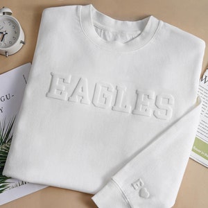 Sudadera con nombre de equipo personalizado, sudadera con mascota con estampado abullonado, idea de regalo de Navidad, sudadera con espíritu escolar, regalo para mamá, sudadera con estampado en relieve