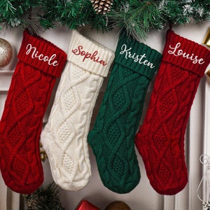Personalized Christmas Stockings, Family Knitted Christmas Stockings, Embroidered Stockings With Name, Monogram Stocking, Holiday Decor Gift