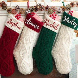 Personalized Embroidered Christmas Stockings, Family Knitted Christmas Stockings, Stockings With Name, Monogram Stocking, Holiday Decor Gift