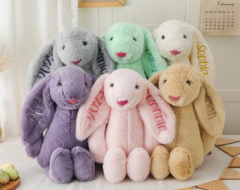 Personalized Bunny Rabbit Toy,Custom Monogrammed Bunny Rabbit,Baby Shower Gift,Bunny Soft Plush Toy,Fluffy Bunny gifts,Gift for Baby