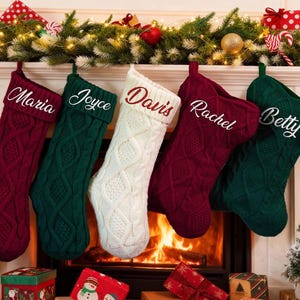 2025 Embroidered Family Christmas Stocking, Personalized Family Christmas Stockings,Holiday Stockings,Knitted Name Stockings,Christmas Gifts