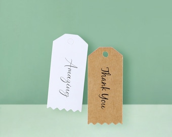 Custom Die Cut Tags, Display Tags for Gift, Handmade with Love Tags, Personalized Kraft Hang Tags, Gracias Favor Tags, Tags for Shower/Party