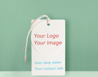 Conjunto de etiquetas de regalo de diseño personalizado, conjuntos de etiquetas personalizadas Etiquetas de 2'' × 3,5'' con etiquetas redondas de 2", Etiqueta de producto con cuerda, Etiqueta boutique moderna con esquinas redondas