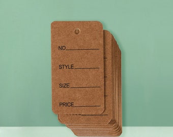 Étiquettes de prix en papier kraft inscriptibles, étiquettes pour vêtements, étiquettes de style de nom de taille, étiquettes volantes, étiquettes de prix en papier kraft, étiquette volante de vêtements de boutique