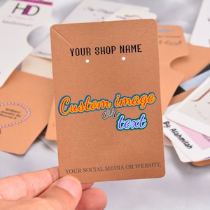 Tarjetas de pendientes/tarjetas de collar personalizadas con su logotipo o texto, etiquetas de favor para negocios, etiquetas colgantes de collar, tarjeta de embalaje de joyería para collar