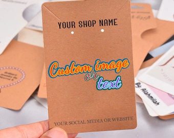 Cartões de brinco/colar personalizados com seu logotipo ou texto, etiquetas de lembrancinhas para negócios, etiquetas penduradas em colar, cartão de embalagem de joias para colar