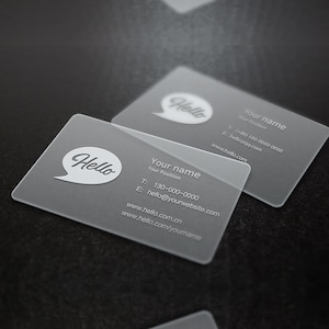 Cartões de visita foscos de PVC personalizados, cartão de visita translúcido personalizado, cartão boutique fosco, bcards de PVC de plástico, cartões de visita do Instagram