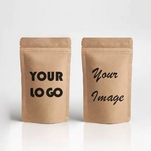 Personalisierte Kraft Stand Up Zipper Lock Beutel, benutzerdefinierte wiederverwendbare Tasche für Lebensmittel, Verpackungsbeutel, Kraft Brown Self Stand Zip Lock Bag