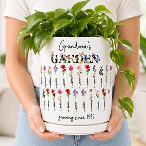 Jardinera personalizada para el Día de la Madre, regalo de los nietos para mamá.