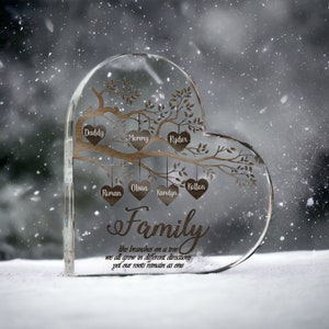 Personalized Family Tree Acrylic Heart Plaque - Gift for Grandma With ...