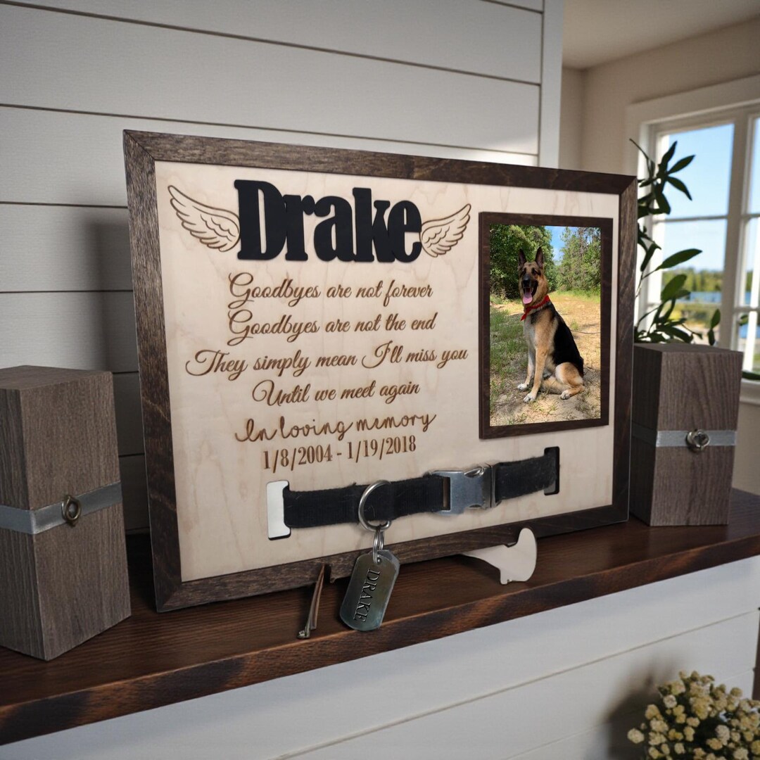 Personalized Pet Memorial Frame With Collar Holder | Custom Dog Loss ...