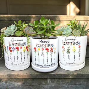 Personalisierter Oma Garten Übertopf - Benutzerdefinierte Geburtsblumentopf Muttertagsgeschenk von Enkelnamen