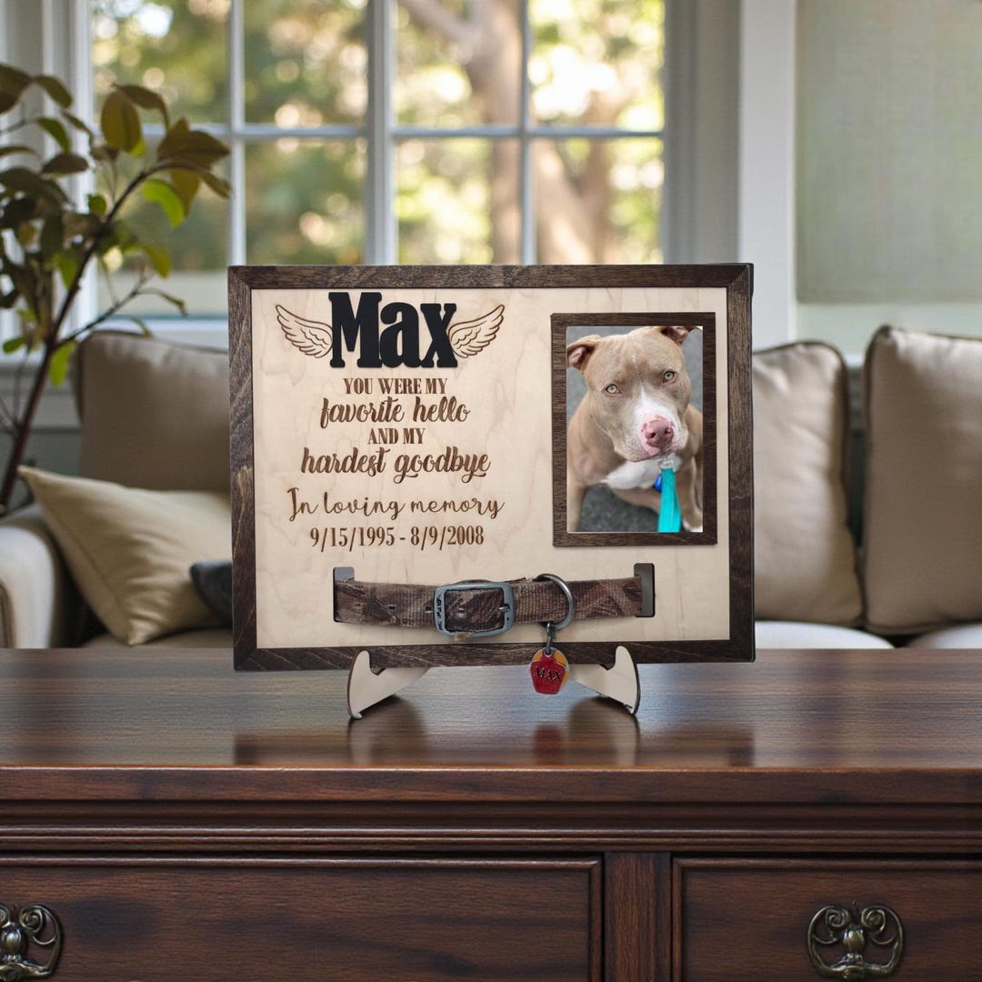 Personalized Pet Memorial Frame With Collar Holder | Custom Dog Loss ...