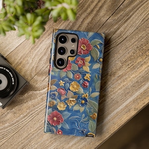 Blumen Design Handyhülle, Samsung Galaxy Handys, Blumenmuster, Lebendige Bunte Geschenkhülle, Galaxy S10 S20 S21 S22 S23 S24