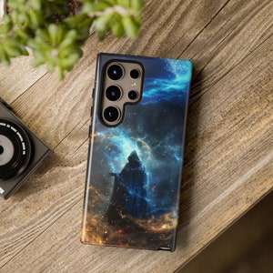 Wizard Invoking Cosmic Force, Magician Casting Spell, Fantasy Spell Caster, Wizard Conjuring , Samsung Galaxy Phone Case, Dual Layer Case