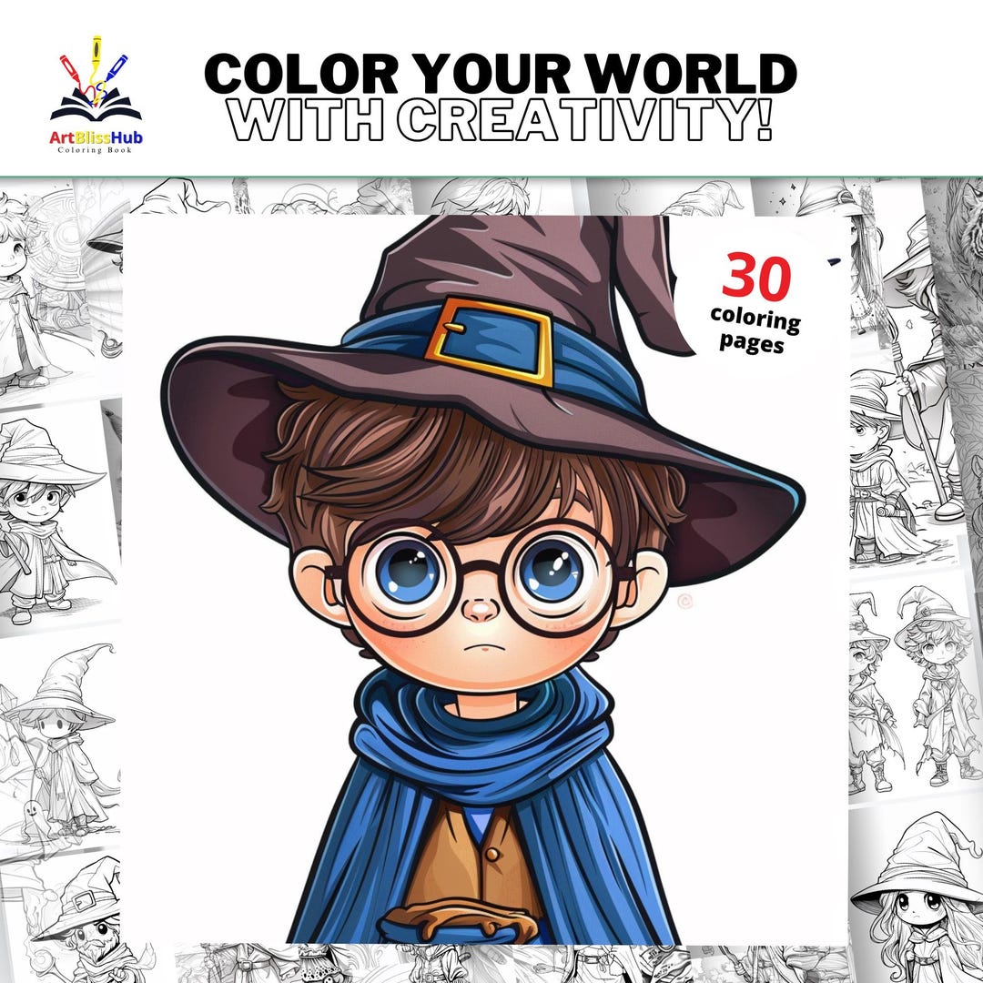 Magical Wizard Coloring Pages Printable Fantasy Kids Coloring Book