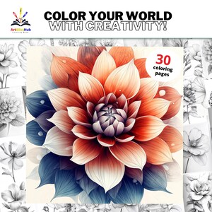 Buy Flowers Coloring Printable Adult Coloring Pages Download ...