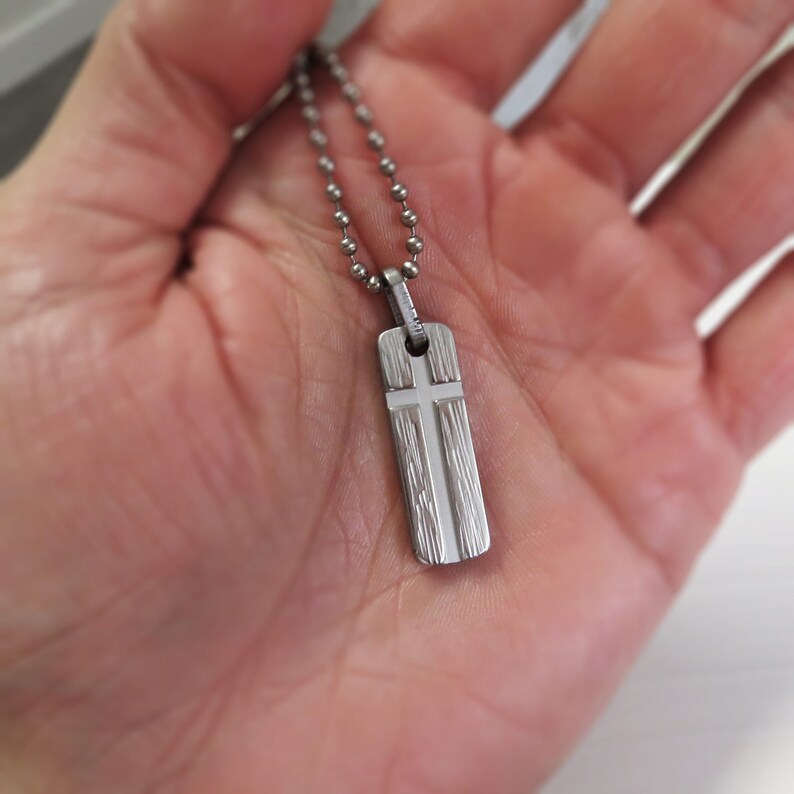 Men's Cross Necklace Pendant Stainless Steel Etsy