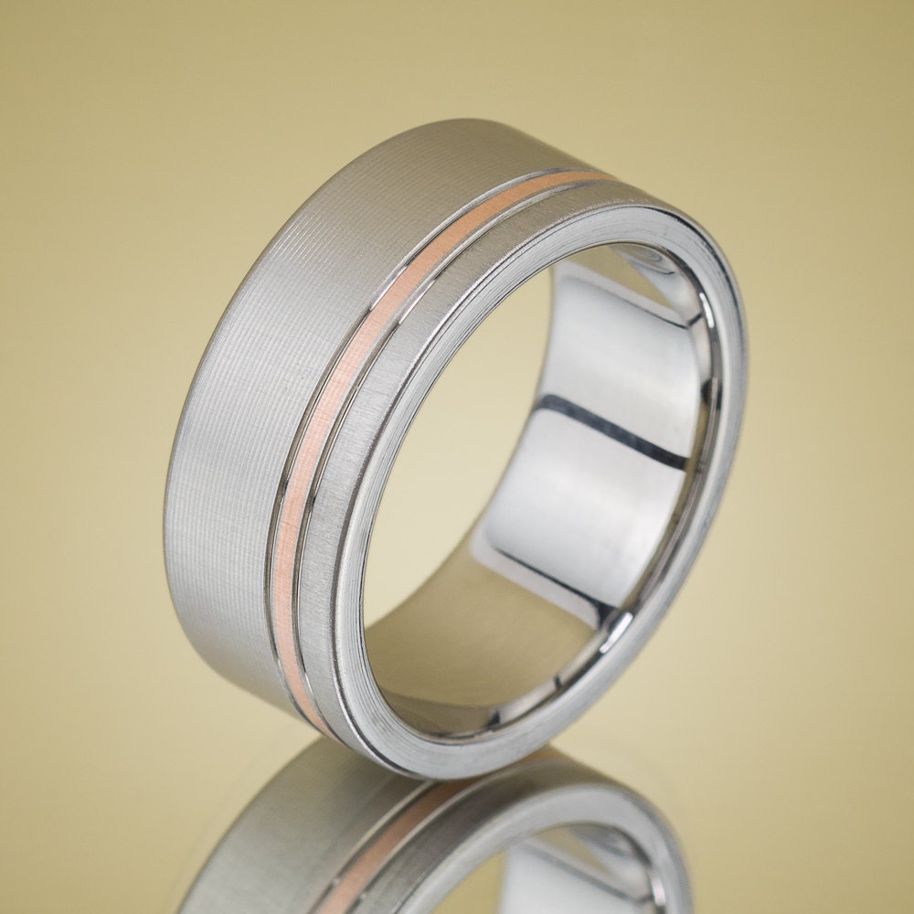 Inconel Wedding Ring With Rose Gold Inlay - Etsy