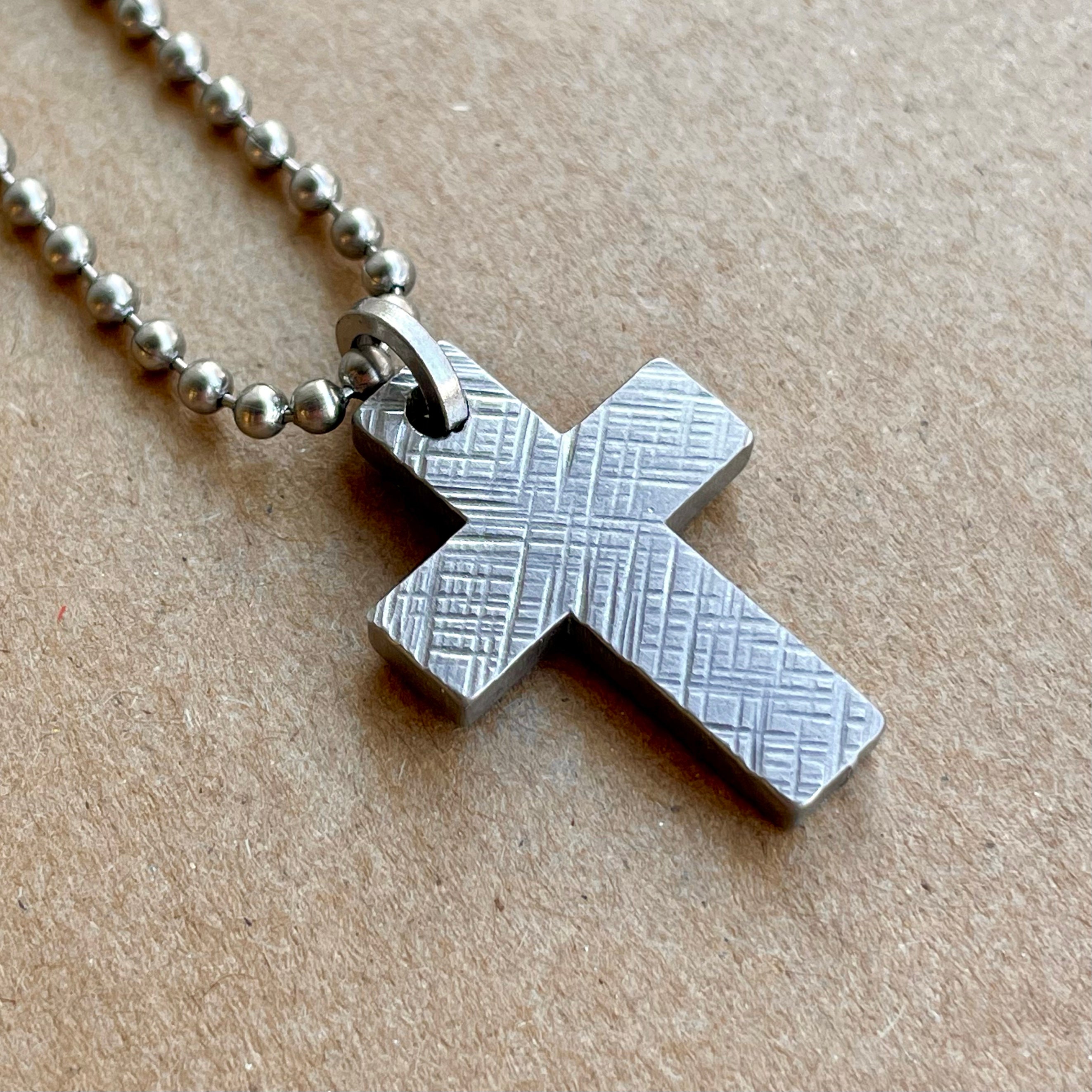 Men's Rustic Hammered Cross Necklace Pendant Stainless | Etsy