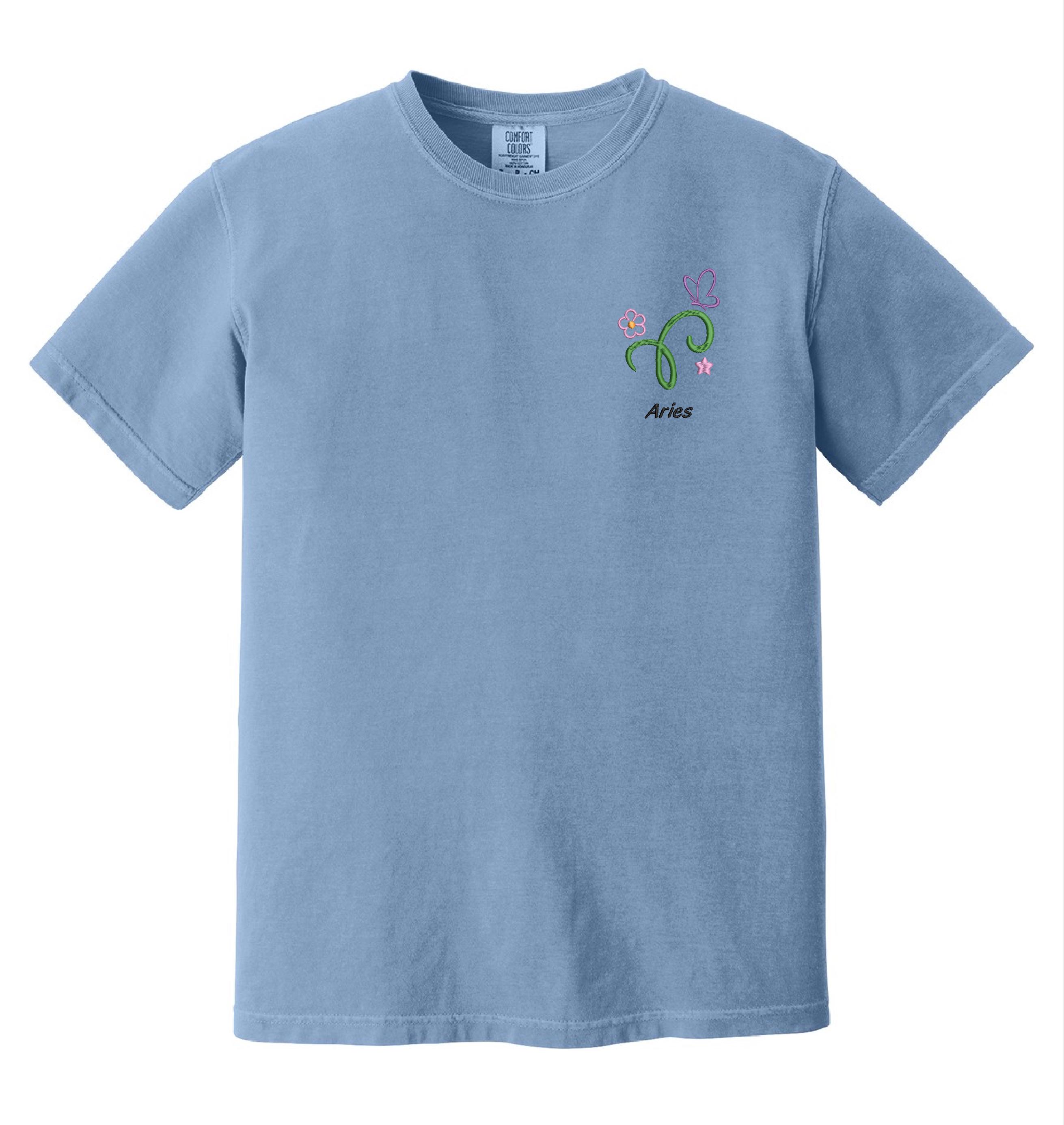 Aries Embroidered T-shirt, Aries Shirt, Zodiac Shirt