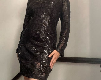 Anspruchsvoller Glamour – Schwarzes Isabella-Kleid mit Paillettenstickerei, schicke Couture-Paillettenstickerei mit elegantem schwarzen Netzkleid
