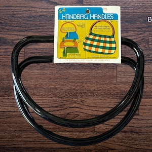 Vintage 1970s E-Z Handbag Handles – NOS Black Acrylic Purse Handles for DIY Knitting Bags & Handmade Retro Purses