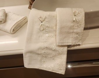 Turkish Small and Large Lace Towel Set | 100% Cotton Premium Quality | Original Turkish Bathroom Towels