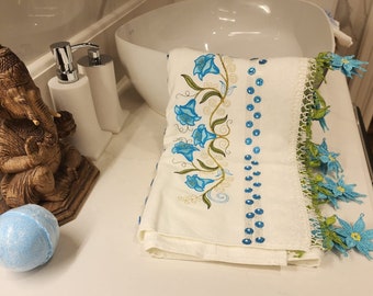 Turkish Hand Towel | Turkish Towel With Lace | 100% Premium Quality Turkish Cotton | Lace Embroidered Turkish Towel | Rare Towel